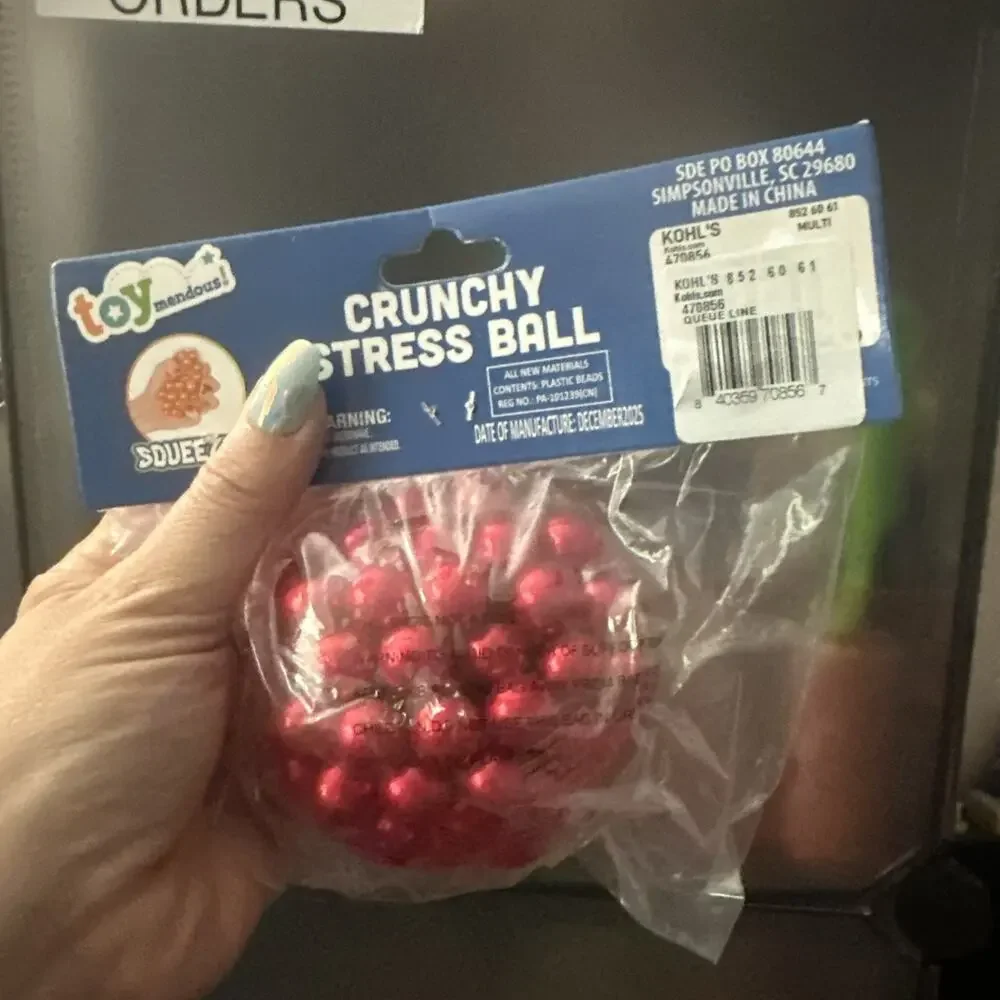 Crunchy Stress Squishy Ball Toymendous Squeeze Red Pearls Ball New
